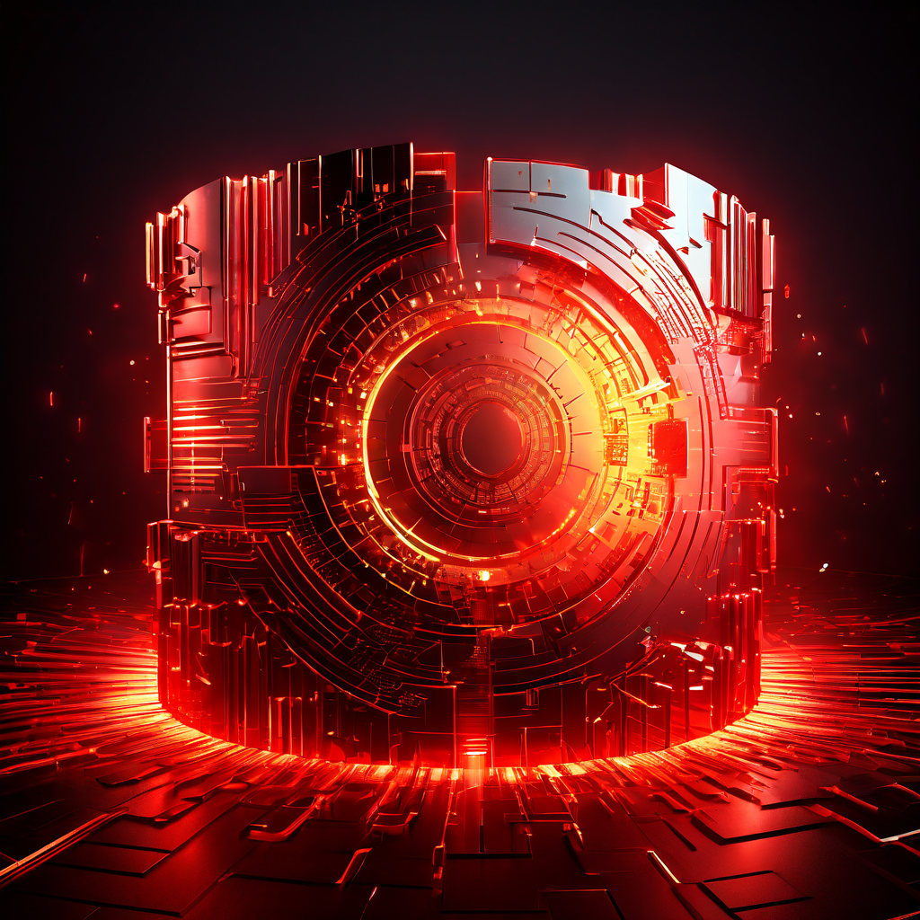 디지털 보안 방어벽이 빨간색 오류 파도를 막아내며, 내부의 황금빛 기어와 데이터 흐름으로 이루어진 핵심 시스템을 보호하는 사이버 보안 개념을 시각화한 이미지입니다.