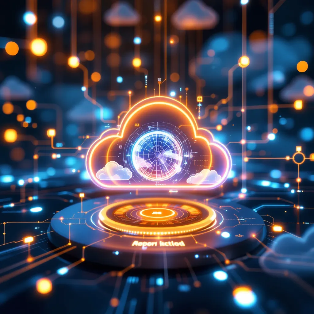 Abstract digital service layers showing peak and quiet network loads across connected cloud and data infrastructure in a polished...